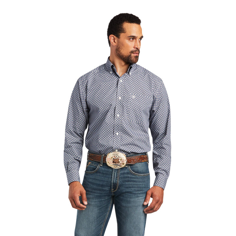 Camisas Ariat Bo Classic Fit Azules/Gris Hombre - Chile 254-AZWTYS